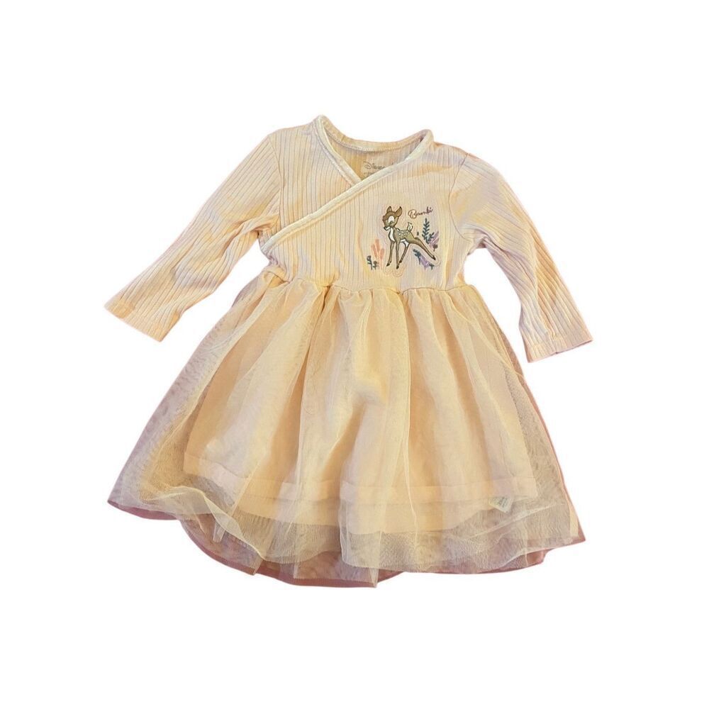 Disney baby pink girls, Bambi dress 9/12 months, chiffon skirted 9/12 mon
